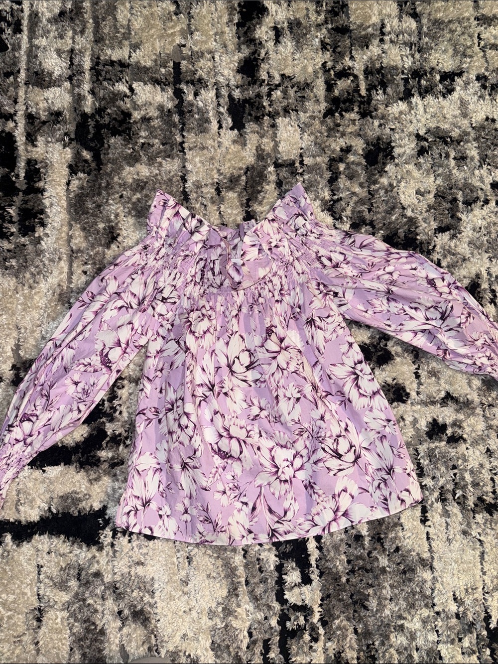 Christy Lynn Lavender Floral Off-Shoulder Women's Blouse